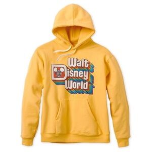 Disney Parks Walt Disney World Retro Logo Hoodie Sweatshirt Yellow Sz Small